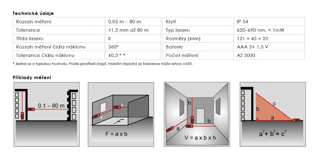 RUNPOTEC 10108 RM80 Laserový přístroj na měření vzdáleností RUNPOTEC 10108 RM80 Laserový přístroj na měření vzdáleností